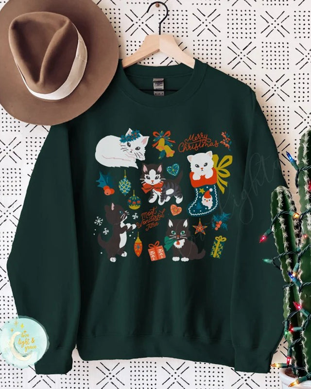 Vintage Christmas Crewneck Sweatshirt PJs Pullover Retro