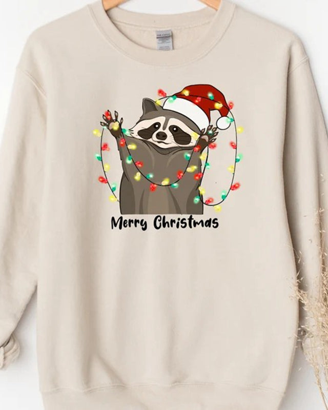 Christmas Sweatshirt, Christmas Raccoon Sweatshirt
