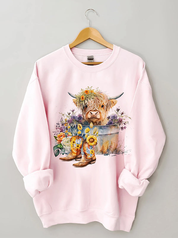 Highland Cow in Metal Tub Sweatshirt