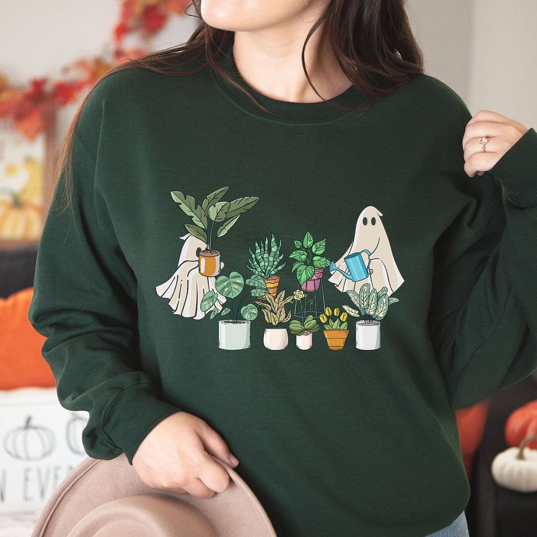 Halloween Ghost Plant Lady Sweatshirt